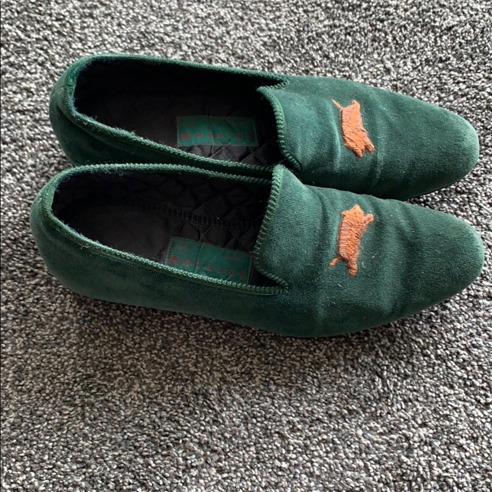 Shipton green velvet slippers